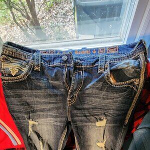 Men's rock revival distressed jeans